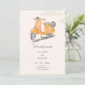 Hochzeit mit Vintagem Roller Einladung (Stehend Vorderseite)