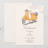 Hochzeit mit Vintagem Roller Einladung (Vorne/Hinten)