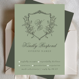 Hochzeit mit Vintagem Wappen RSVP Karte