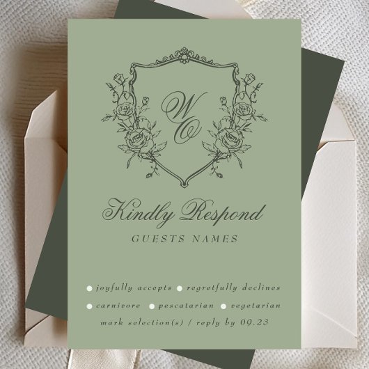 Hochzeit mit Vintagem Wappen RSVP Karte