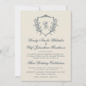 Hochzeit mit Vintagem Wappen und Seezunge Einladung (Vorderseite)