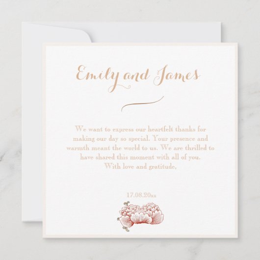 Hochzeit mit Vintagen Blumen Dankeskarte (Vorderseite)