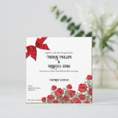 Hochzeit mit Vintager Rote Rose Einladung (Stehend Vorderseite)