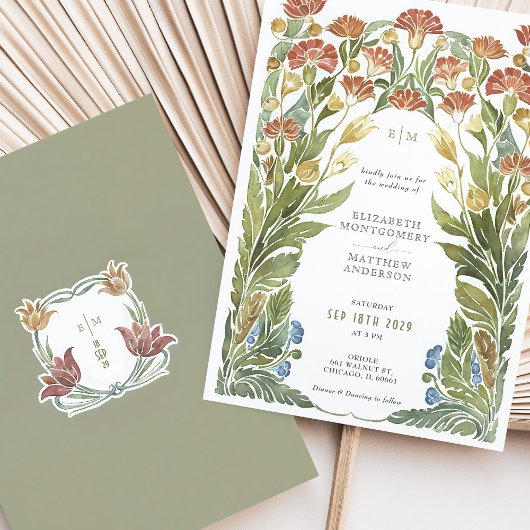 Hochzeit mit Vintager Wildblume Einladung