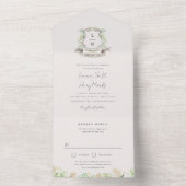 Hochzeit mit Wappen-Aquarellfarben-Monogramm All In One Einladung (Innen Boden)