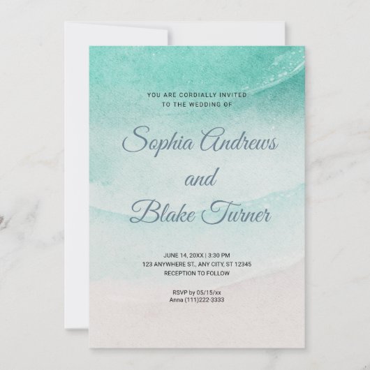 Hochzeit mit Wasser und Sand Einladung (Vorderseite)