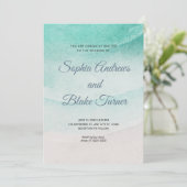 Hochzeit mit Wasser und Sand Einladung (Stehend Vorderseite)
