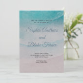 Hochzeit mit Wasser und Sand Einladung (Stehend Vorderseite)