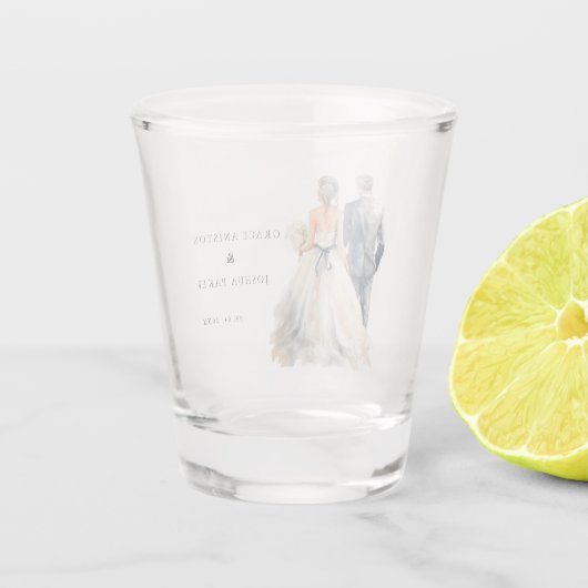 Hochzeit mit Wasserfarbe Schnapsglas (Rückseite)