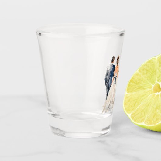 Hochzeit mit Wasserfarbe Schnapsglas (Links)
