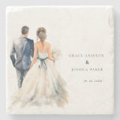 Hochzeit mit Wasserfarbe Steinuntersetzer (Vorderseite)