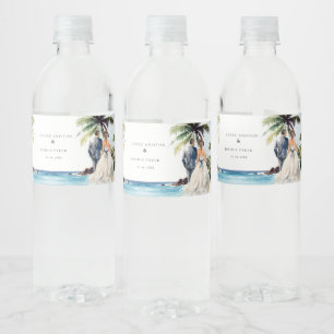 Hochzeit mit Wasserfarbe Wasserflaschenetikett