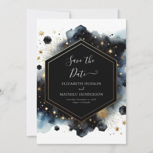 Hochzeit mit Watercolor Chic Celestial Save The Date (Vorderseite)