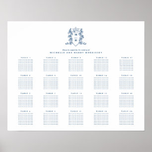 Hochzeit mit weißem blauem Herzen 20 Tische Poster