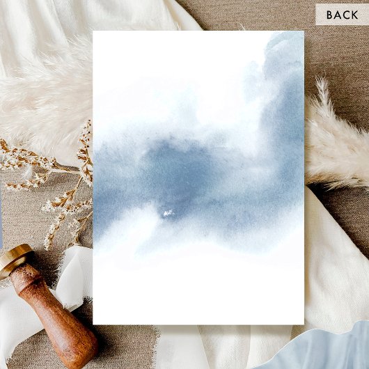 Hochzeit mit weißer, blass blauer Wasserfarbe Einladung