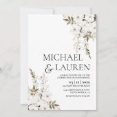 Hochzeit mit weißer Blume Einladung (Vorderseite)