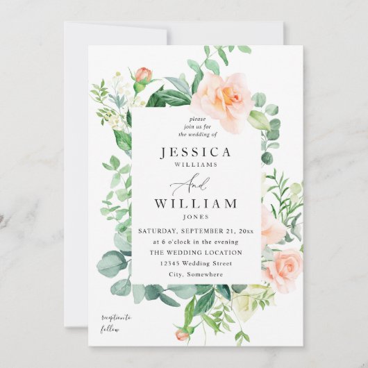 Hochzeit mit weißer Blüte 2b Einladung (Vorderseite)