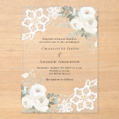 Hochzeit mit weißer Blüte Acryleinladungen (Vorderseite)