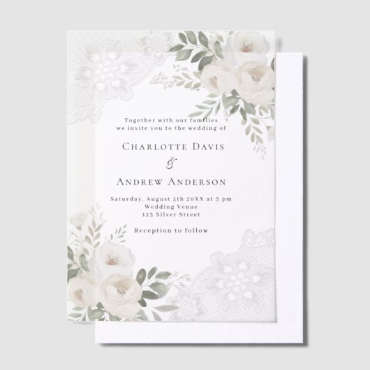 Hochzeit mit weißer Blüte Pergament Einladungen (Versetzt)