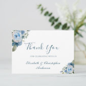 Hochzeit mit weißer Blüte und botanischer Wasserfa Dankeskarte (Stehend Vorderseite)