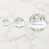 Hochzeit mit weißer Rose, grün und gold Konfetti (Rückseiten)