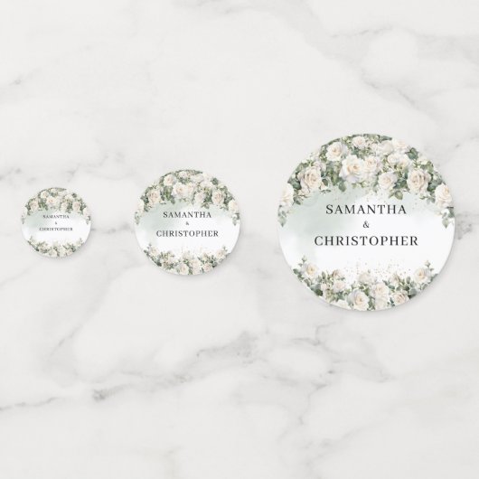 Hochzeit mit weißer Rose, grün und gold Konfetti (Rückseiten)