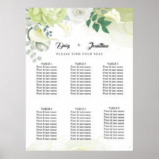 Hochzeit mit weißer Rose, Grün und Weiß Poster