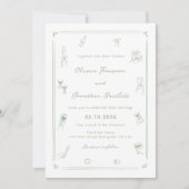 Hochzeit mit weißer und grüner Hand Einladung (Vorderseite)