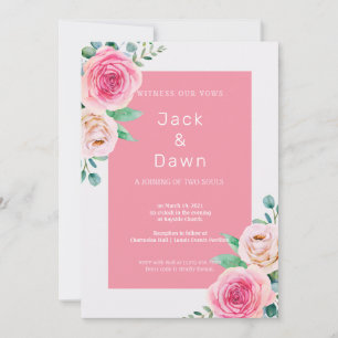 Hochzeit mit weißer und rosa Wasserfarbe Einladung