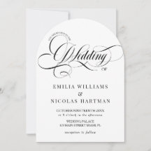 Hochzeit mit weißer und schwarzer Kalligrafie