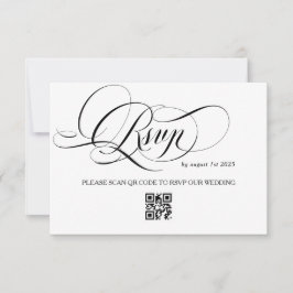 Hochzeit mit weißer und schwarzer Kalligrafie RSVP Karte