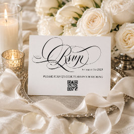 Hochzeit mit weißer und schwarzer Kalligrafie RSVP Karte