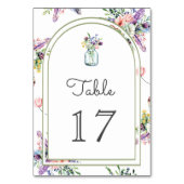 Hochzeit mit Wildblumen-Mason-Glas-Bogen Tischnummer (Vorderseite)