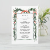 Hochzeit mit Wintergrün-Garlande Menükarte (Stehend Vorderseite)