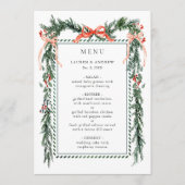 Hochzeit mit Wintergrün-Garlande Menükarte (Vorderseite)
