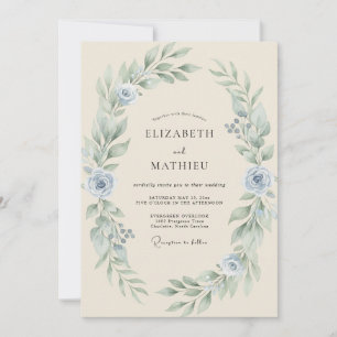 Hochzeit mit zartem Silberkranz Einladung