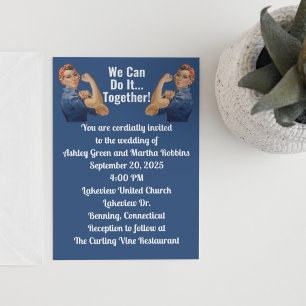 Hochzeit mit zwei Rosen in den 1940ern Einladung