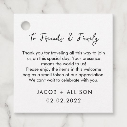 Hochzeit modern einfach geschenkanhänger (Vorderseite)