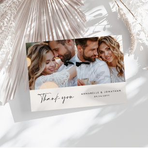 Hochzeit modern minimal vielfach Foto Danke chic Einladung