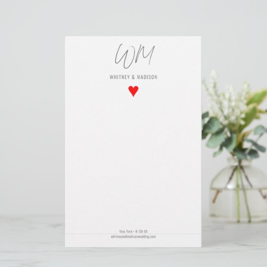 Hochzeit, modern, Minimalistisch, Stationery Briefpapier (Stehend Vorderseite)