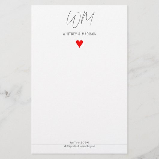 Hochzeit, modern, Minimalistisch, Stationery Briefpapier (Vorderseite)
