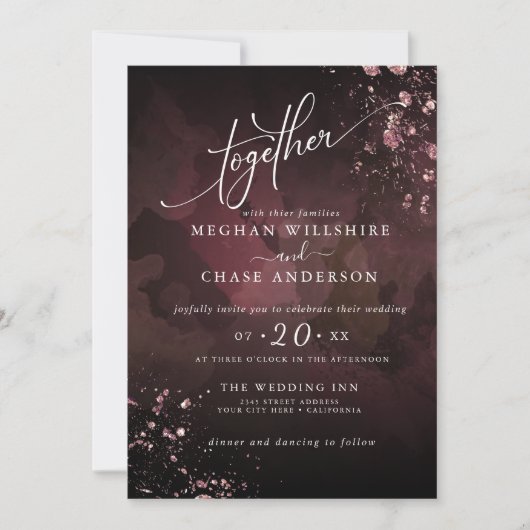 HOCHZEIT | Modern Moody Burgundy Dusty Rose Jaspé (Vorderseite)