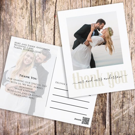 Hochzeit Modern Simple Trendy Minimalistisch Danke Postkarte