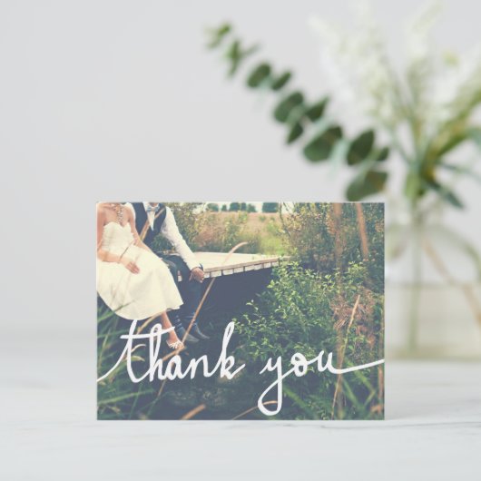 Hochzeit Modern Vielen Dank, dass Sie Script Coupl Postkarte (Stehend Vorderseite)