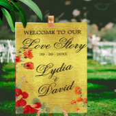 Hochzeit Moderne Begrüßung Gold Elegante Blumen Or Poster