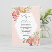 Hochzeit Moderne Blume Stilvolle Aquarellblüten Einladung (Stehend Vorderseite)