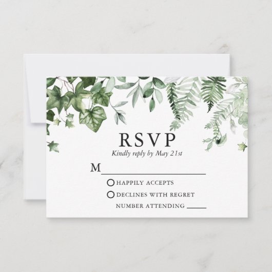 Hochzeit Moderne Elegante botanische Landschaft RSVP Karte (Vorderseite)