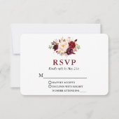 Hochzeit Moderne Elegante Burgund Blumen RSVP Karte (Vorderseite)