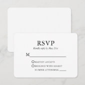 Hochzeit Moderne Elegante Minimalistisch RSVP Karte (Vorne/Hinten)