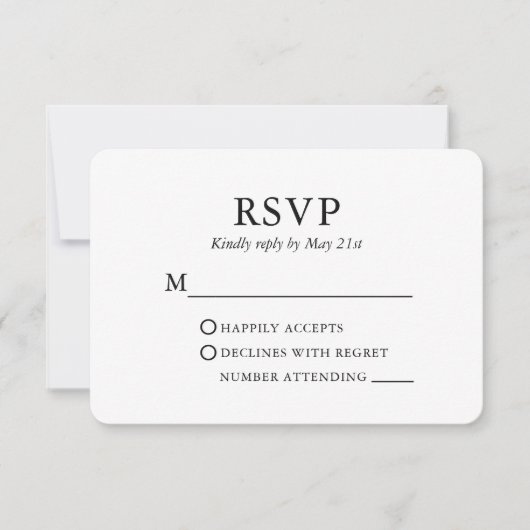 Hochzeit Moderne Elegante Minimalistisch RSVP Karte (Vorderseite)